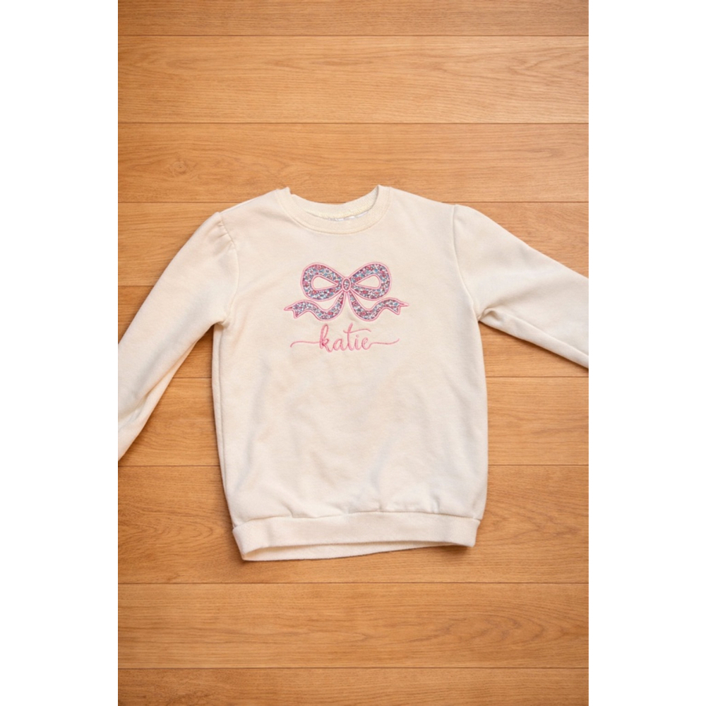 Blanks Boutique Girls Sweatshirt Katie Embroidered Bow Size 6